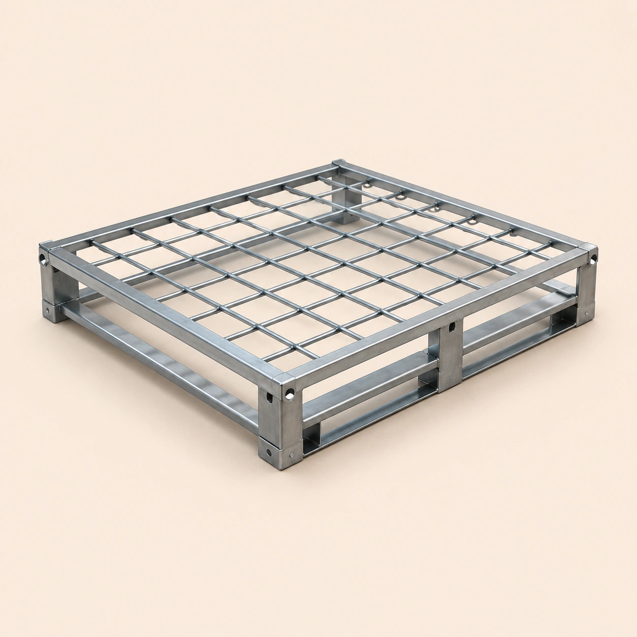 Industrial steel pallet for ASRS, cage pallet and warehouse storage applications